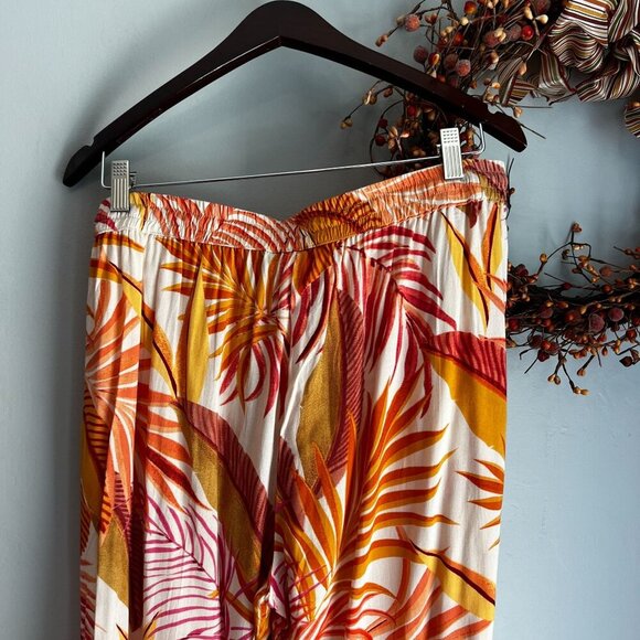 True Destination Womens Wide Leg Resort Pants XTRA-LARGE Orange Palm - Picture 4 of 8